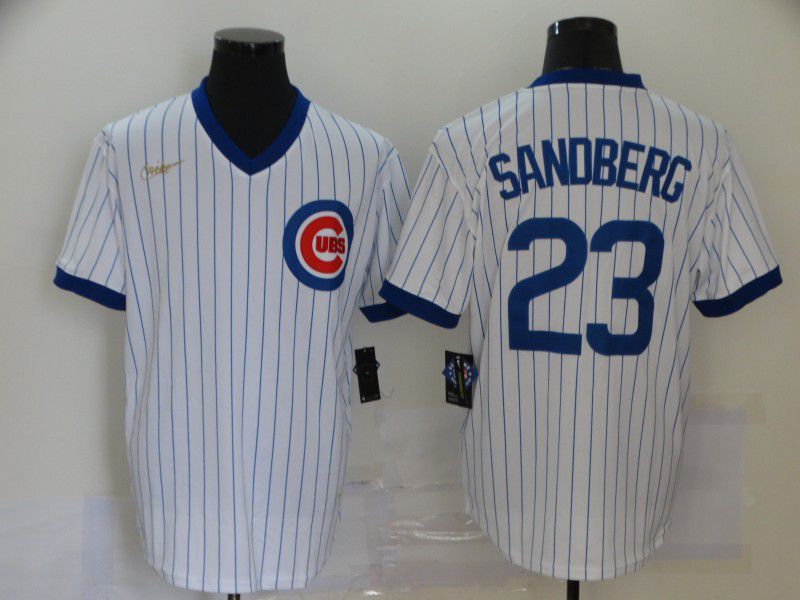 Men Chicago Cubs #23 Sandberg White Game 2021 Nike MLB Jersey